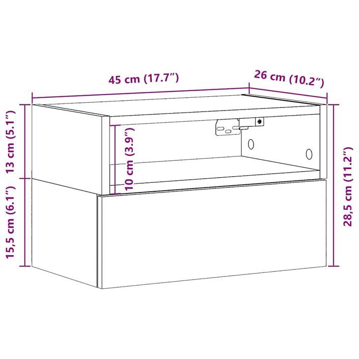 Table de chevet murale chêne artisanal 45x26x28,5 cm - Photo n°11