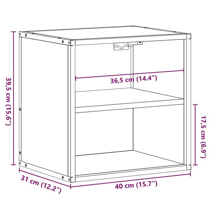 Table de chevet murale Chêne fumé 40x31x39,5 cm - Photo n°11