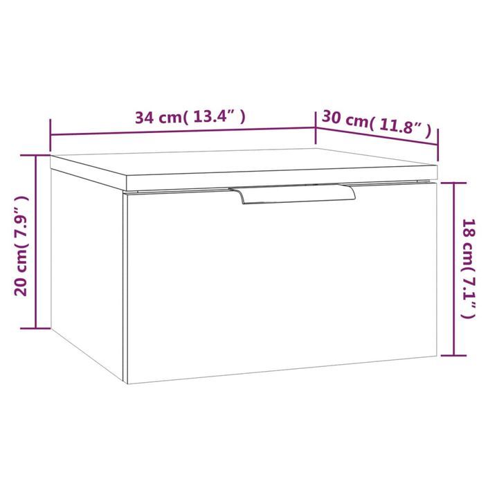 Table de chevet murale Chêne marron 34x30x20 cm - Photo n°10