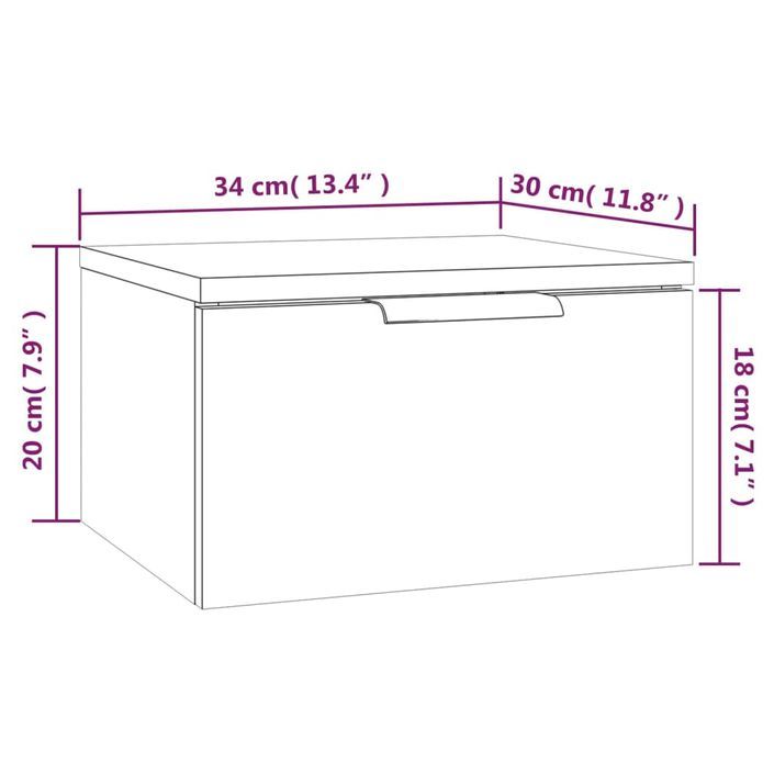 Table de chevet murale Chêne sonoma 34x30x20 cm - Photo n°10