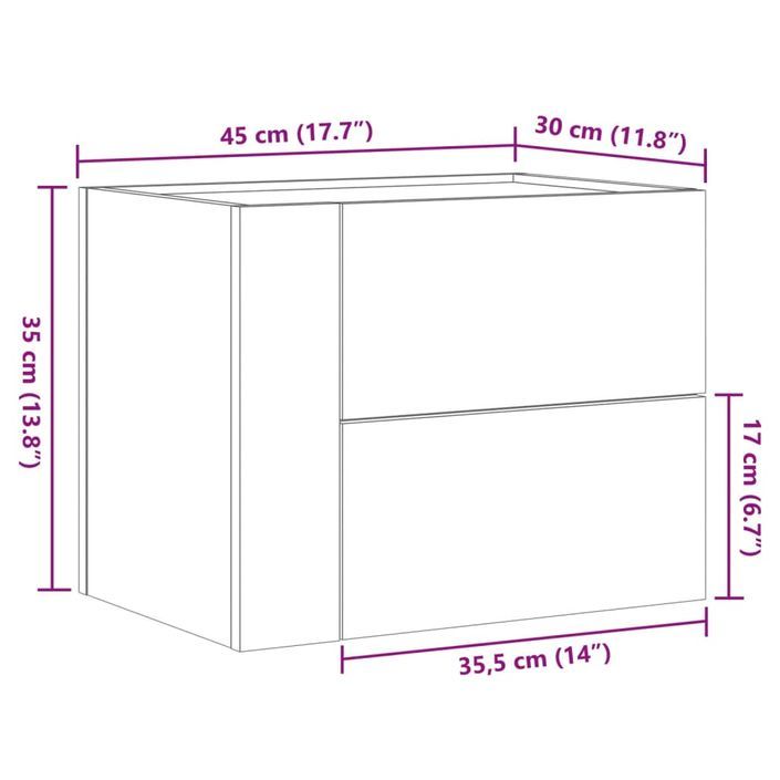 Table de chevet murale chêne sonoma 45x30x35 cm - Photo n°11