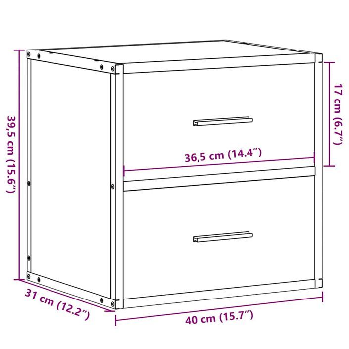 Table de chevet murale sonoma gris 40x31x39,5 cm - Photo n°12