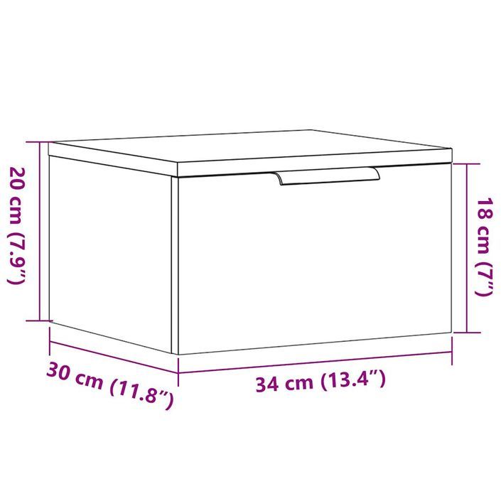 Table de chevet murale vieux bois 34x30x20 cm - Photo n°11