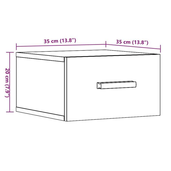 Table de chevet murale vieux bois 35x35x20 cm - Photo n°11