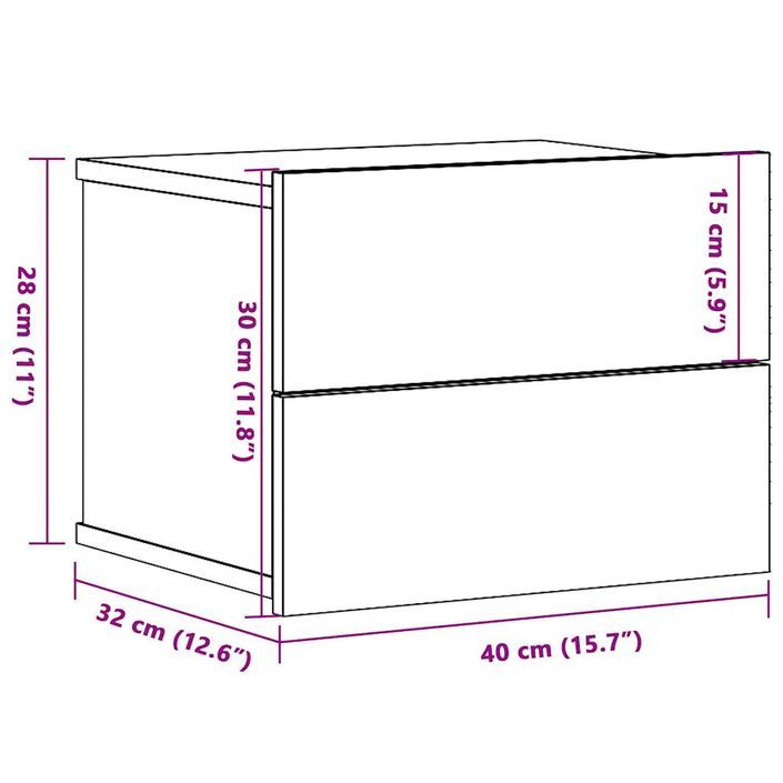 Table de chevet murale vieux bois 40x32x30 cm - Photo n°10