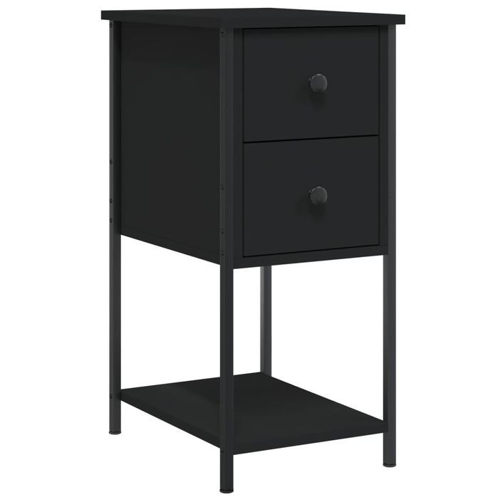 Table de chevet noir 32x42x70 cm bois d’ingénierie - Photo n°2