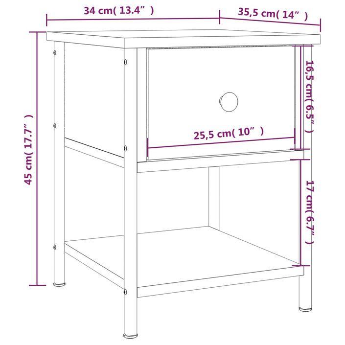 Table de chevet noir 34x35,5x45 cm bois d’ingénierie - Photo n°11