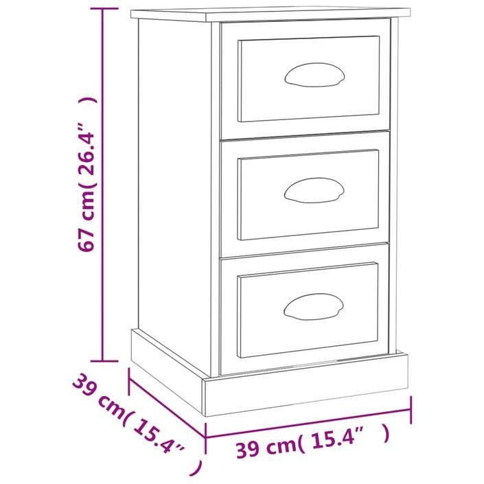 Table de chevet noir 39x39x67 cm bois d’ingénierie - Photo n°10