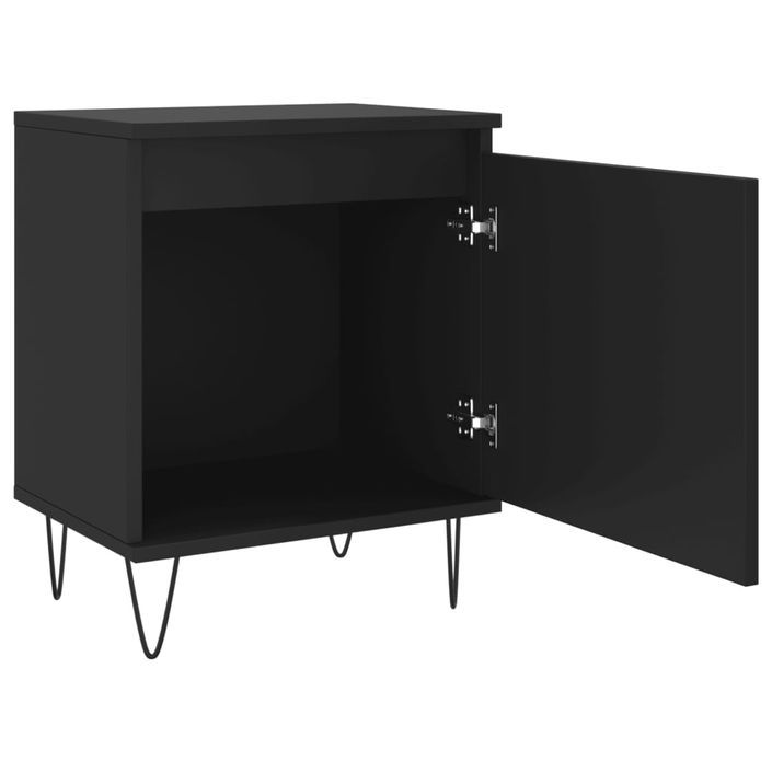 Table de chevet noir 40x30x50 cm bois d’ingénierie - Photo n°6