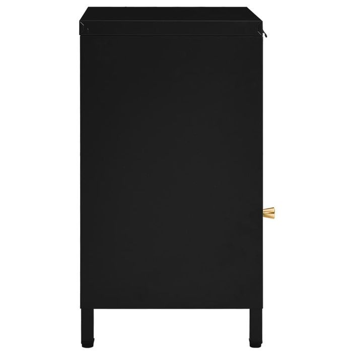 Table de chevet Noir 40x30x54,5 cm Acier et verre - Photo n°6