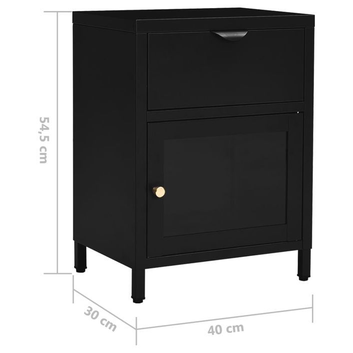 Table de chevet Noir 40x30x54,5 cm Acier et verre - Photo n°11