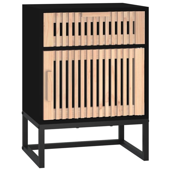Table de chevet noir 40x30x55,5 cm bois d’ingénierie et fer - Photo n°2