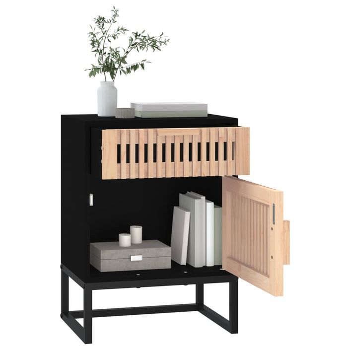 Table de chevet noir 40x30x55,5 cm bois d’ingénierie et fer - Photo n°4