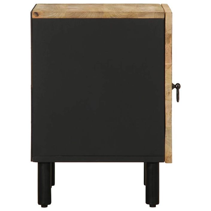 Table de chevet noir 40x33,5x46 cm bois de manguier massif brut - Photo n°4