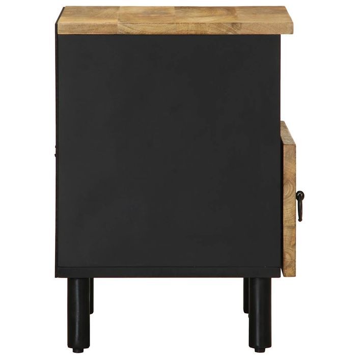 Table de chevet noir 40x33x46 cm bois de manguier massif brut - Photo n°4