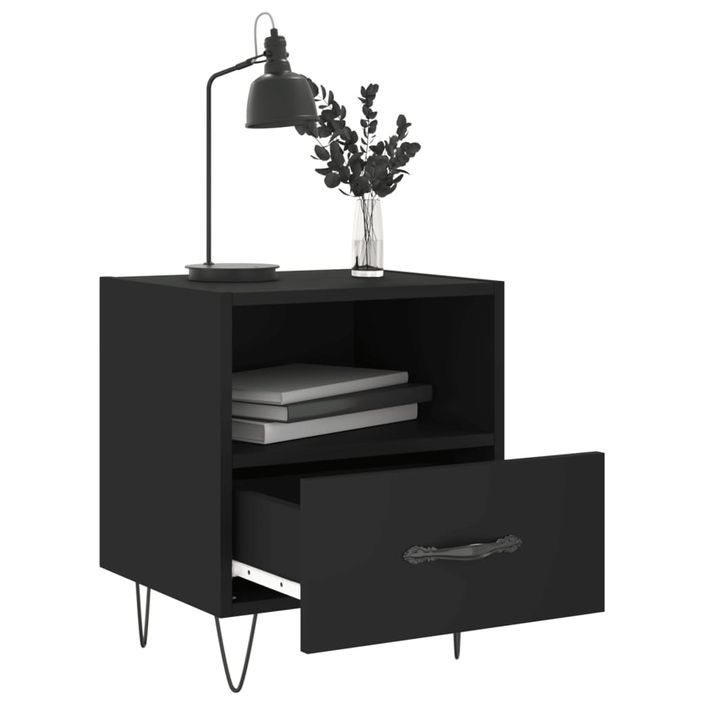 Table de chevet noir 40x35x47,5 cm bois d’ingénierie - Photo n°7