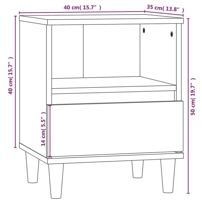 Table de chevet Noir 40x35x50 cm - Photo n°10