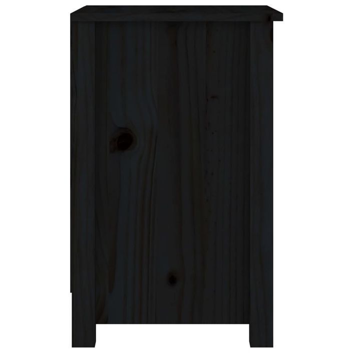 Table de chevet Noir 40x35x55 cm Bois de pin solide - Photo n°4