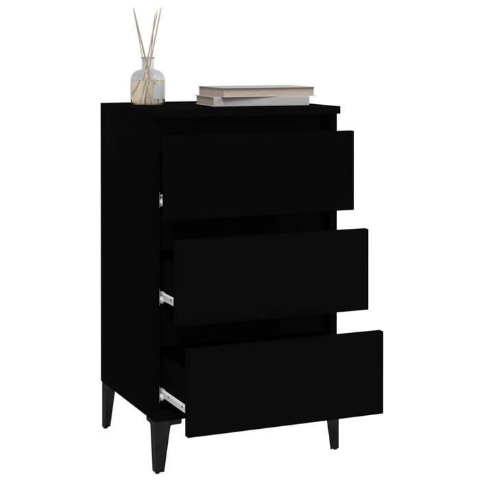 Table de chevet noir 40x35x70 cm bois d’ingénierie - Photo n°5