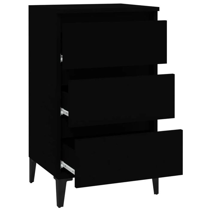 Table de chevet noir 40x35x70 cm bois d’ingénierie - Photo n°6