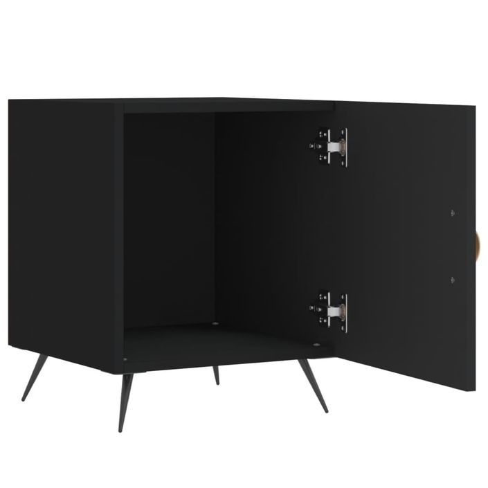 Table de chevet noir 40x40x50 cm bois d’ingénierie - Photo n°3