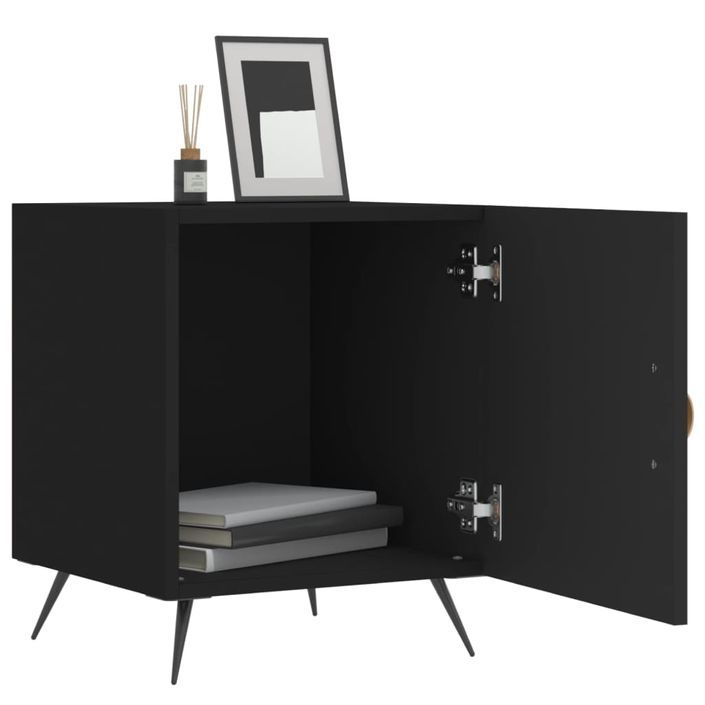 Table de chevet noir 40x40x50 cm bois d’ingénierie - Photo n°8