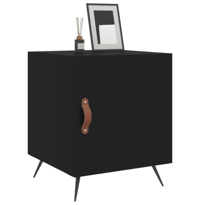 Table de chevet noir 40x40x50 cm bois d’ingénierie - Photo n°9