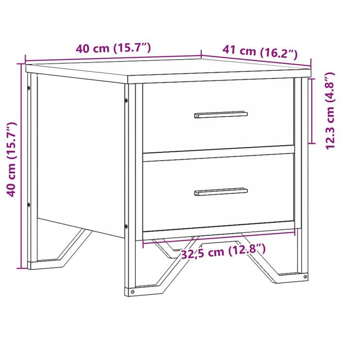 Table de chevet noir 40x41x40 cm bois d’ingénierie - Photo n°11