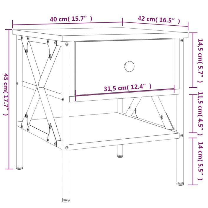 Table de chevet noir 40x42x45 cm bois d’ingénierie - Photo n°11