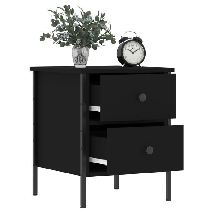 Table de chevet noir 40x42x50 cm bois d’ingénierie - Photo n°4