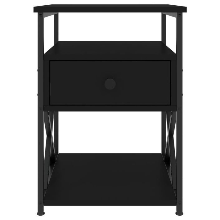 Table de chevet noir 40x42x55 cm bois d’ingénierie - Photo n°5