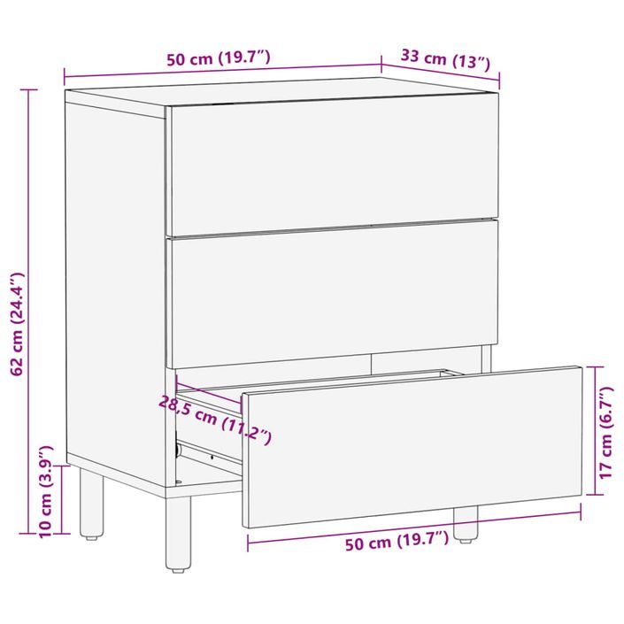 Table de chevet noir 50x33x62 cm bois d'ingénierie - Photo n°11