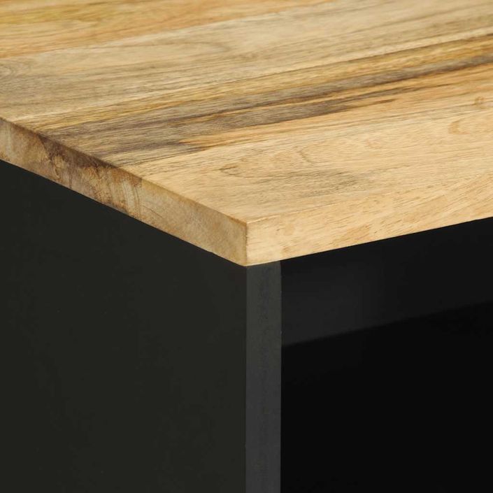 Table de chevet noir 50x33x62 cm bois de manguier massif brut - Photo n°6