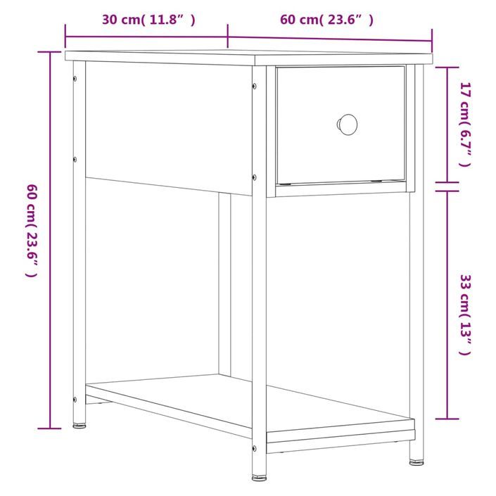 Table de chevet sonoma gris 30x60x60 cm bois d'ingénierie - Photo n°11