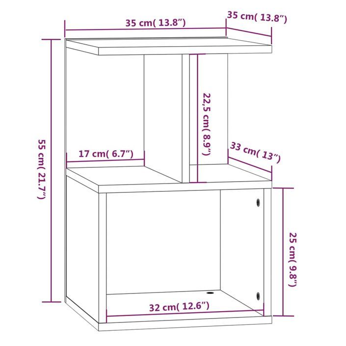 Table de chevet Sonoma gris 35x35x55 cm Bois d'ingénierie - Photo n°7