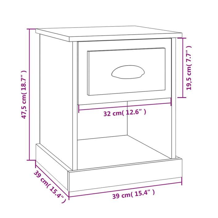 Table de chevet sonoma gris 39x39x47,5 cm bois d'ingénierie - Photo n°10