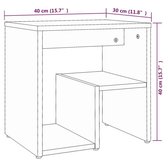 Table de chevet Sonoma gris 40x30x40 cm Bois d'ingénierie - Photo n°7