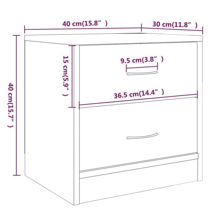 Table de chevet sonoma gris 40x30x40 cm bois d'ingénierie - Photo n°7