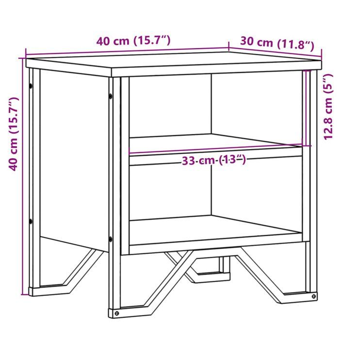 Table de chevet sonoma gris 40x30x40 cm bois d'ingénierie - Photo n°10