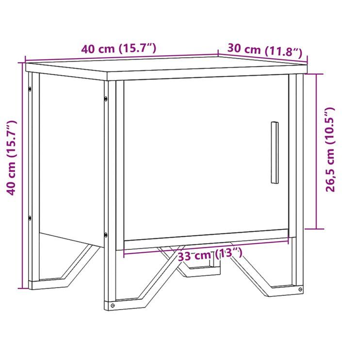 Table de chevet sonoma gris 40x30x40 cm bois d'ingénierie - Photo n°11