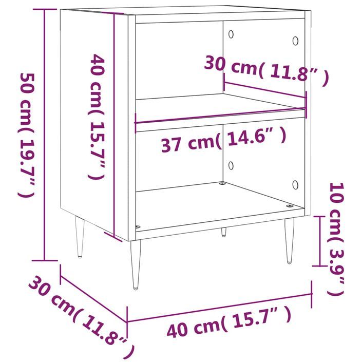 Table de chevet sonoma gris 40x30x50 cm bois d'ingénierie - Photo n°9