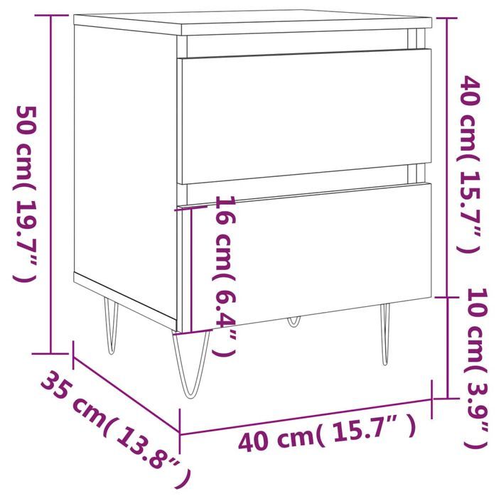 Table de chevet sonoma gris 40x35x50 cm bois d’ingénierie - Photo n°11