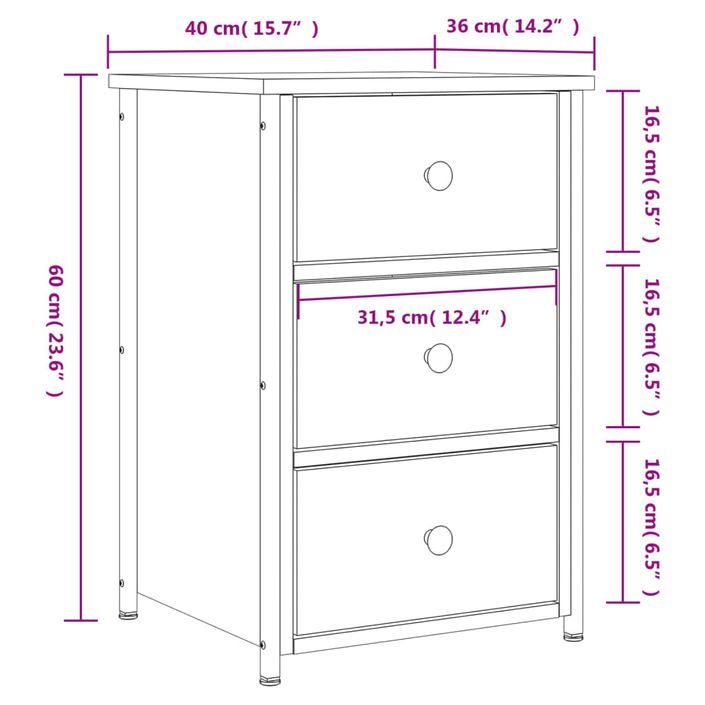 Table de chevet sonoma gris 40x36x60 cm bois d'ingénierie - Photo n°11