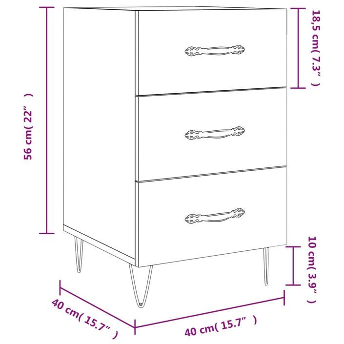 Table de chevet sonoma gris 40x40x66 cm bois d'ingénierie - Photo n°12