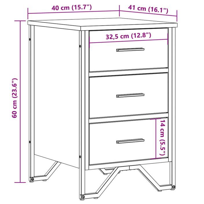 Table de chevet sonoma gris 40x41x60 cm bois d'ingénierie - Photo n°11