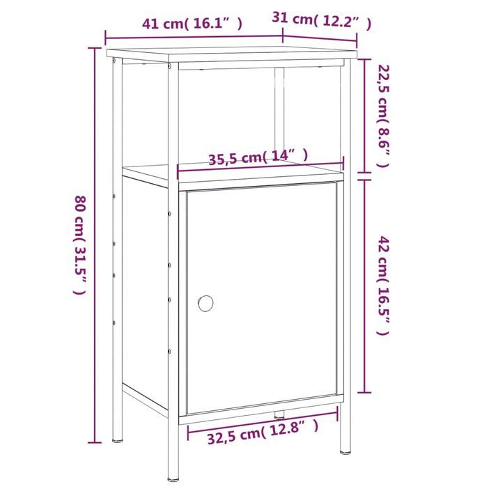 Table de chevet sonoma gris 41x31x80 cm bois d'ingénierie - Photo n°12