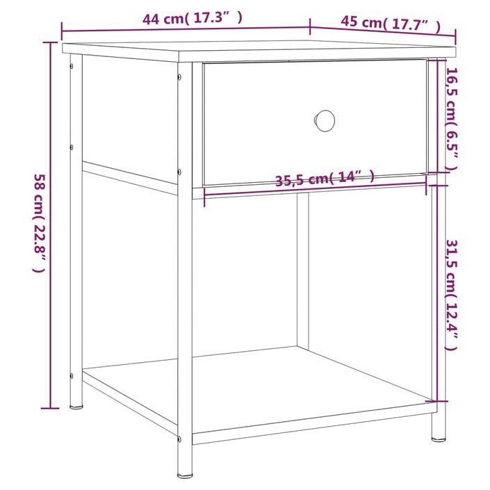 Table de chevet sonoma gris 44x45x58 cm bois d'ingénierie - Photo n°11