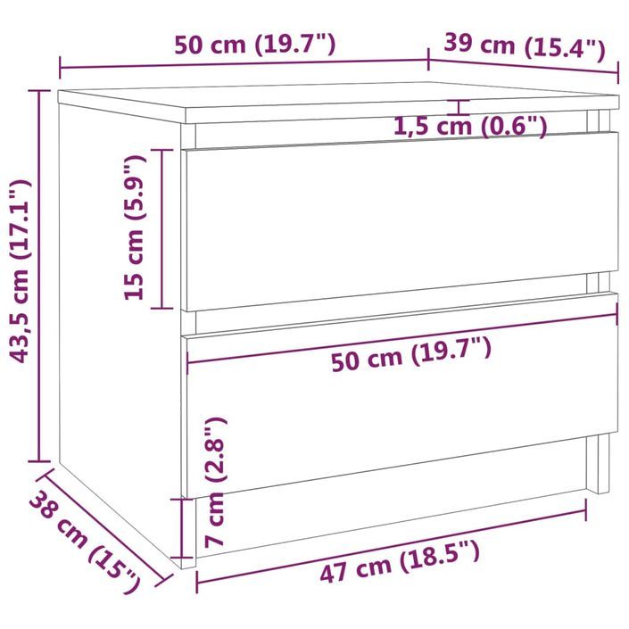 Table de chevet Sonoma gris 50x39x43,5 cm Bois d'ingénierie - Photo n°6