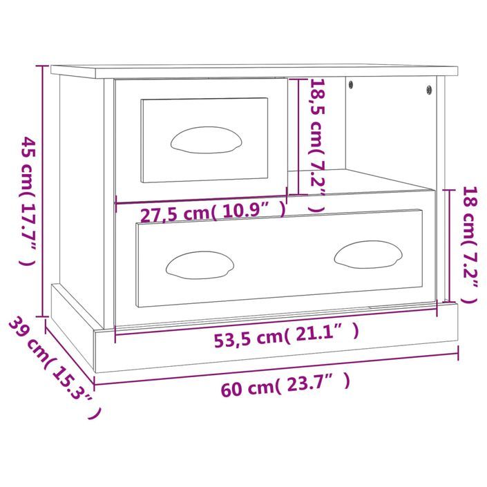 Table de chevet sonoma gris 60x39x45 cm - Photo n°11