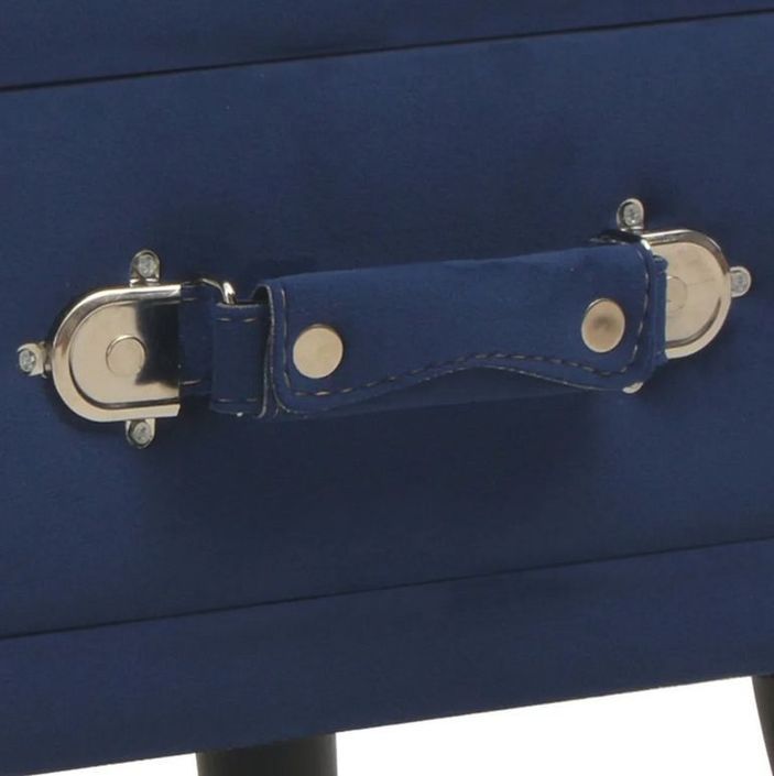 Table de chevet velours bleu et pieds pin massif Twilly - Photo n°4